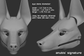 3D rendered example of a "signature" humanoid realistic eye style on an Anubis/Anubian jackal mask or fursuit base on a dark grey background.