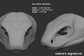 Example of a "signature" humanoid realistic eye style on a 3D model of a cobra snake mask or fursuit base on a dark background.