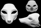 Photo collage showing a white, plastic 3D printed fox fursuit head base complete with metal hardware featuring a front, side, and back view against a black background.