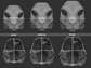 Size chart for a hare mask or fursuit base with measurements labeled for small, medium, and large sizes on a dark background.