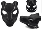 A 3D printed black fursuit head base designed to resemble a dragon's head shown from multiple angles.