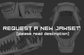 Set of 3D models of various animal and creature teeth with text 'REQUEST A NEW JAWSET! Please read description' on a dark background.